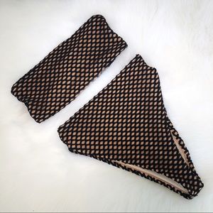 Black mesh cheeky high waist swimsuit